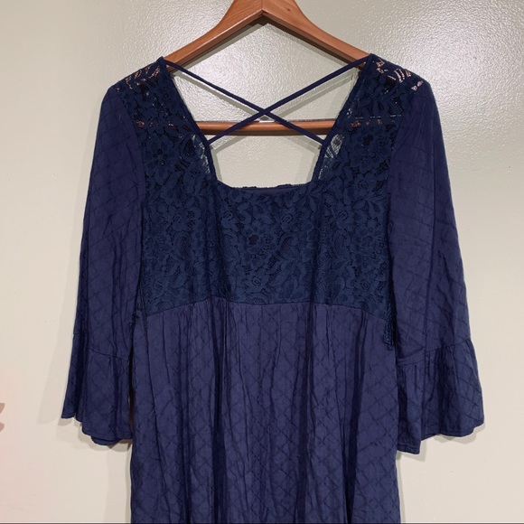 Jolt Navy Blue Crisscross back Dress - Picture 6 of 8